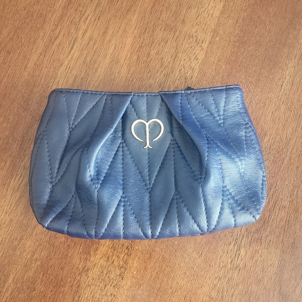 Cle‎ De Peau Baute Blue Faux Leather Quilted Cosmetic Makeup Bag Clutch (Empty)